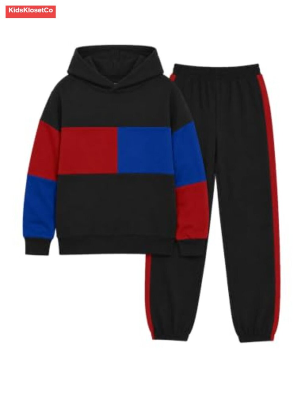 Boys Colorblock Hoodie Sweatpants Set Long Sleeve Kids Activewear